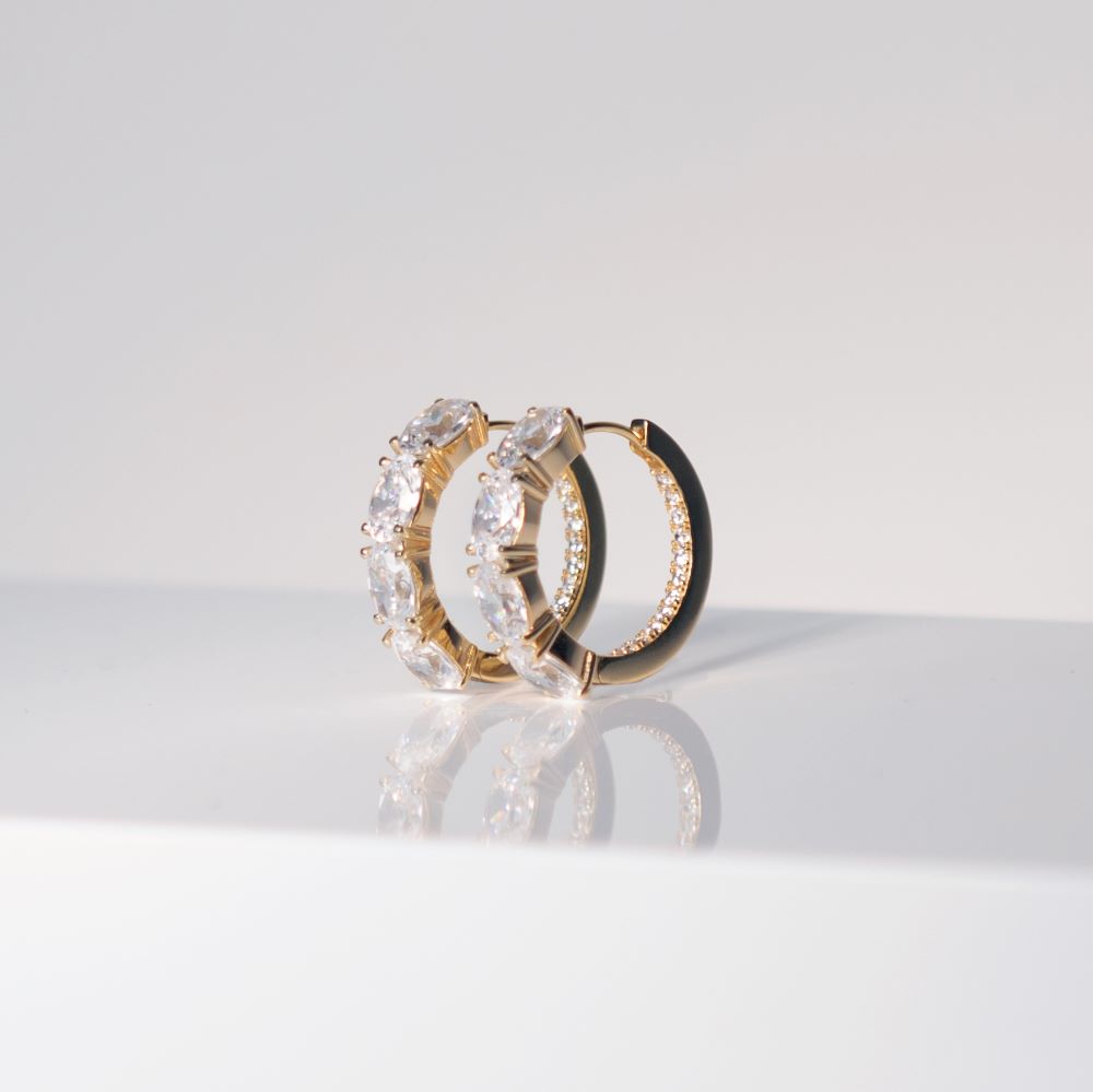 Sif Jakobs - Boucles d'oreilles Ellisse Creolo Grande or & ambre