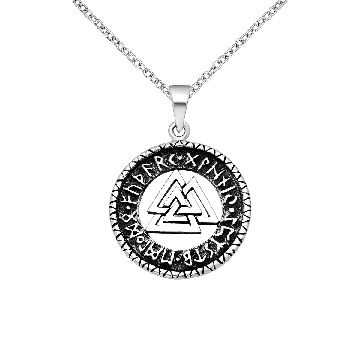 Silfur Hálsmen - Valhnútur og rúnir 27mm – GÞ Skartgripir og úr & Gullbúðin