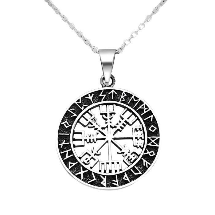 Silfur Hálsmen - Vegvísir & Rúnir 27.5mm – GÞ Skartgripir og úr & Gullbúðin